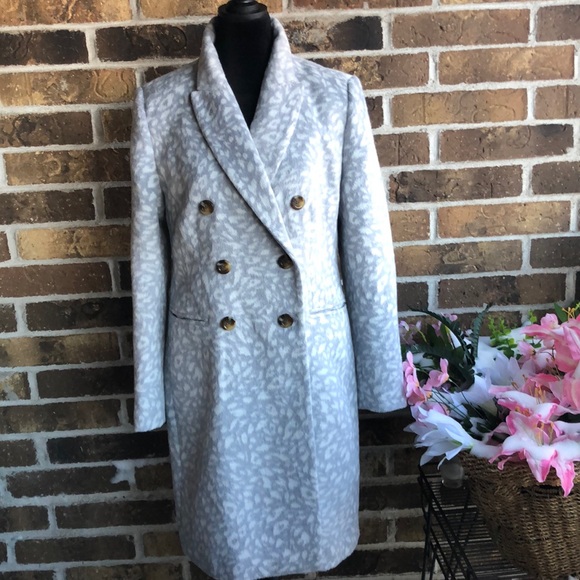 ANN TAYLOR $258 GRAY ANIMAL PRINT CHESTERFIELD COAT - Picture 4 of 15